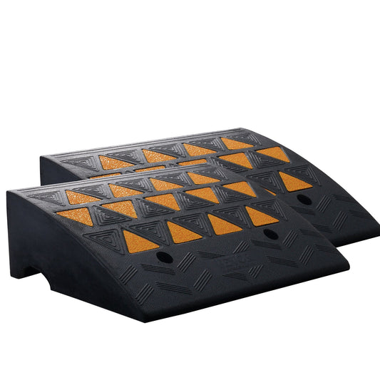 Heavy-duty rubber curb ramps by Hlpmedical, 15.2 cm rise, 15-ton load capacity, driveway ramps for cars, bikes, and wheelchairs.
