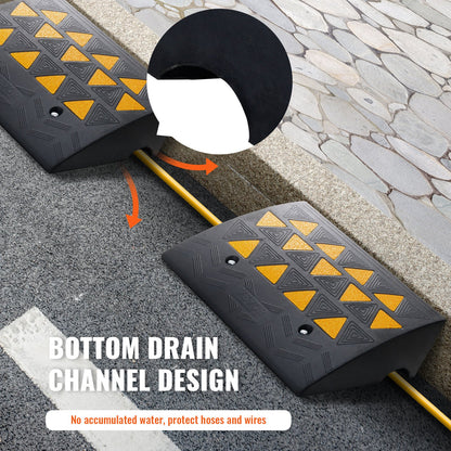 Heavy-duty rubber curb ramps from Hlpmedical, 15.2 cm rise, supports cars, wheelchairs, bikes, with stable grid structure for driveway.