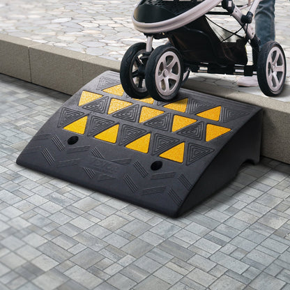 Heavy-duty Rubber Curb Ramp 2 Pack by Hlpmedical, 15.2 cm rise, supports cars, wheelchairs, bikes; stable grid structure.