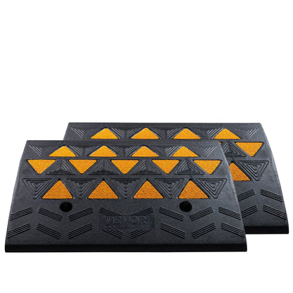 Heavy-duty Rubber Curb Ramp 2 Pack by Hlpmedical, 15.2 cm rise, ideal for cars, bikes, wheelchairs, with stable grid structure.