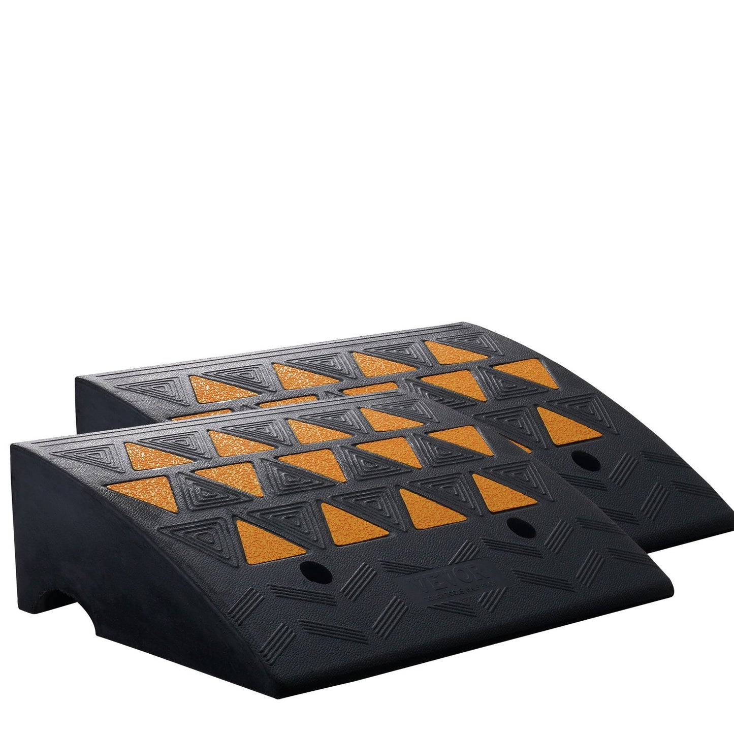 Heavy-duty Rubber Curb Ramp pack by Hlpmedical with stable grid structure, 15.2 cm rise, supports cars, wheelchairs, bikes, motorcycles.