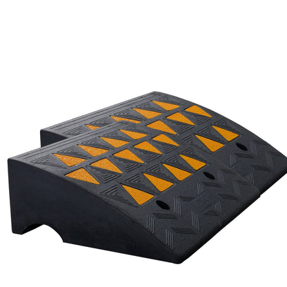 Heavy-duty rubber curb ramp pack by Hlpmedical, 15.2 cm rise, supports cars, bikes, wheelchairs with stable grid structure.