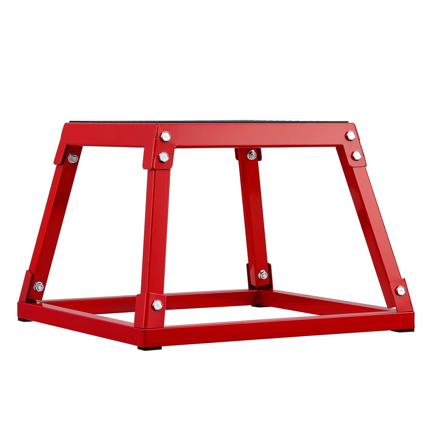 Red 12-inch plyometric jump box by Hlpmedical, steel fitness step for agility, strength training, and home gym exercise.