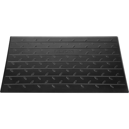 Rubber threshold ramp with 7.62 cm rise, 3 channels, rated for 997.9 kg, ideal for wheelchair and scooter doorway access.