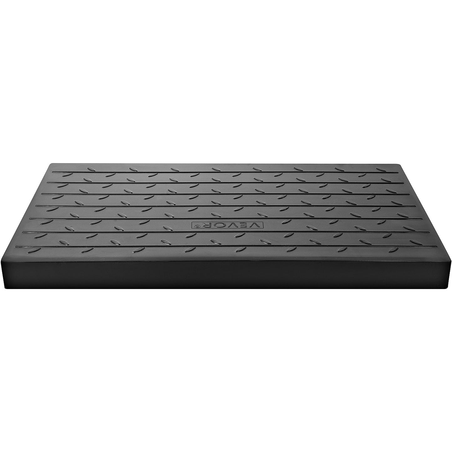 Rubber threshold ramp with 7.62 cm rise, 3-channel cord cover, rated for 997.9 kg, suitable for wheelchair and scooter access.