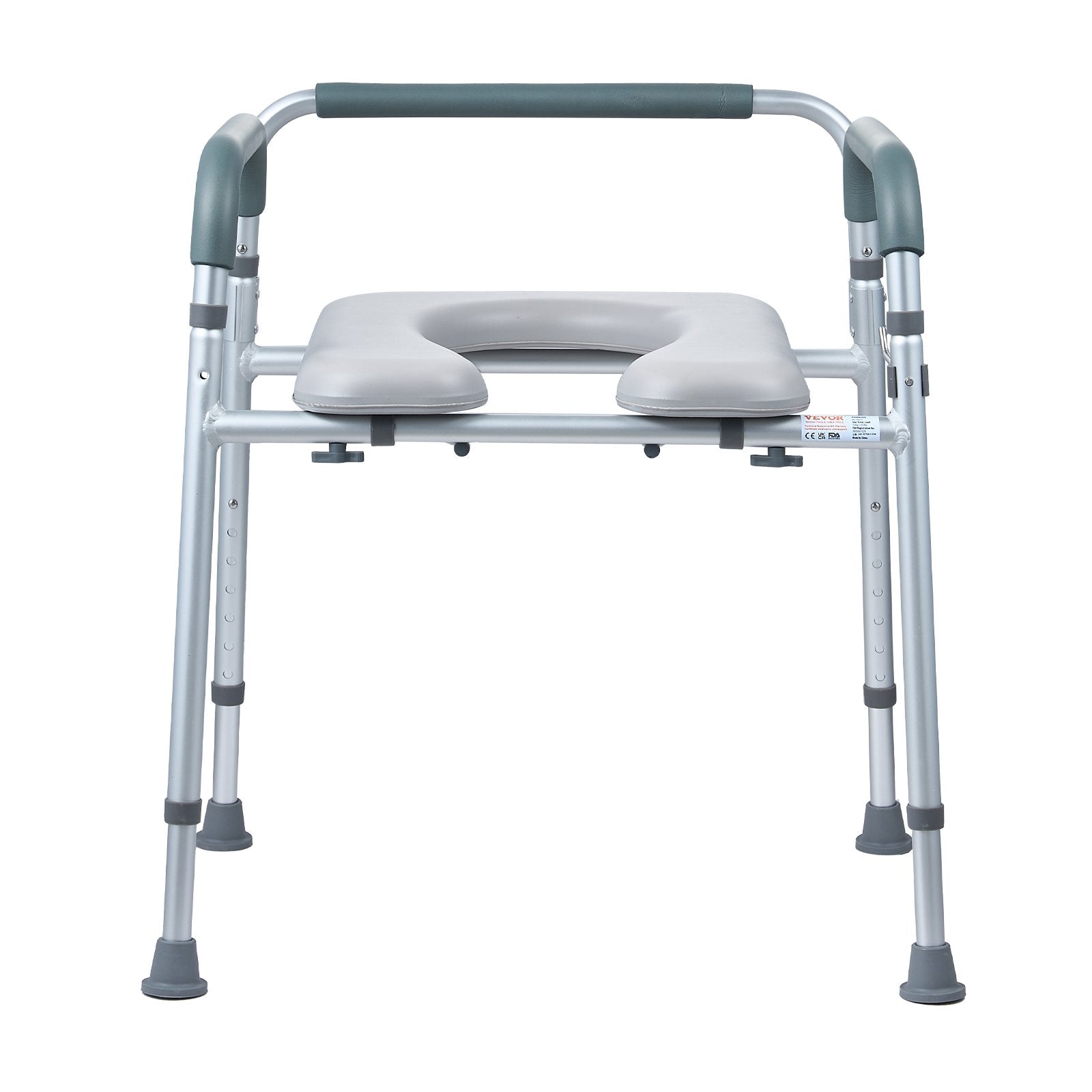 Hlpmedical bedside commode chair with padded seat, adjustable height, removable bucket, raised toilet seat for adults and seniors.