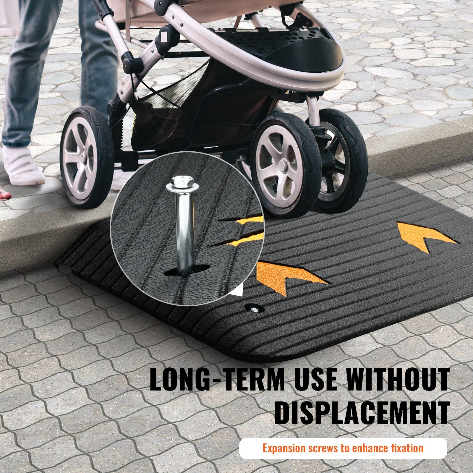 Hlpmedical upgraded rubber threshold ramp with textured surface, 8.9 cm rise, 15-ton capacity, suitable for wheelchair and scooter access