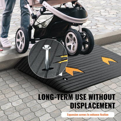 Hlpmedical upgraded rubber threshold ramp with textured surface, 8.9 cm rise, 15-ton capacity, suitable for wheelchair and scooter access
