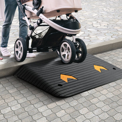 Upgraded rubber threshold ramp with non-slip surface, 8.9cm rise, for wheelchair and scooter access, 15-ton capacity, by Hlpmedical