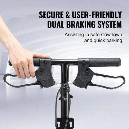 Hlpmedical folding knee scooter with adjustable handlebar, knee pad, all-terrain wheels, and dual brakes for leg injury recovery.