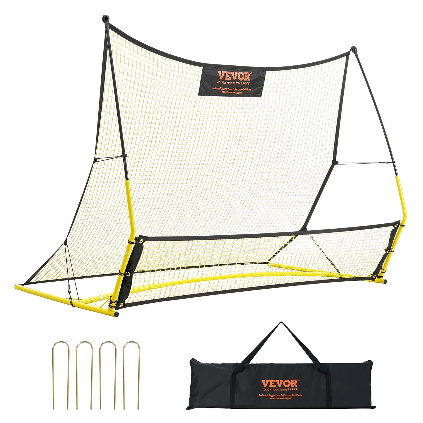 Hlpmedical 2-in-1 portable soccer rebounder net for practice, with sturdy iron frame and carrying bag, ideal for soccer training.