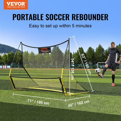 Hlpmedical 2-in-1 portable soccer rebounder net for soccer practice, with a sturdy iron frame and portable carrying bag.