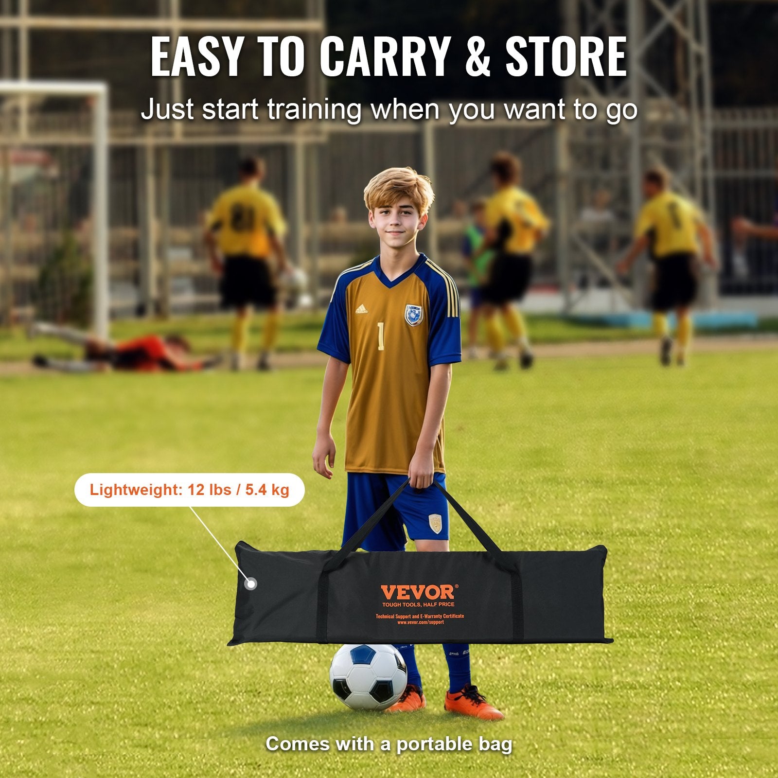 Hlpmedical 2-in-1 portable soccer rebounder net with iron frame and carrying bag, ideal for soccer practice and training drills