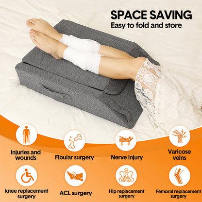 Hlpmedical ergonomic leg wedge pillow with adjustable height, memory foam, washable cover, for ankle and foot support, pain relief.