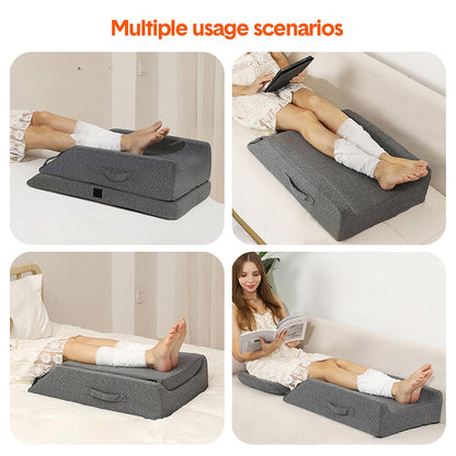 Hlpmedical ergonomic leg wedge pillow with adjustable heights, memory foam support, washable cover for ankle, foot, and surgery recovery.
