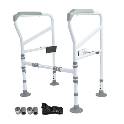 Hlpmedical adjustable toilet frame support with safety grab handle for elderly and disabled, sturdy and height/width adjustable.