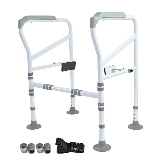 Hlpmedical adjustable toilet frame support with safety grab handle for elderly and disabled, sturdy and height/width adjustable.