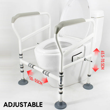 Hlpmedical adjustable toilet safety frame with grab handle for elderly and disabled, supports up to 150kg for mobility aid.