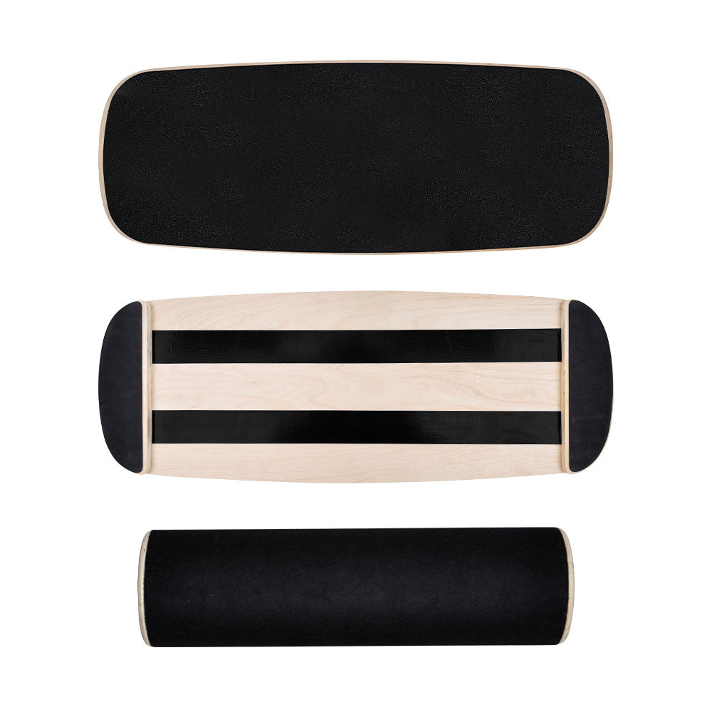Hlpmedical wooden balance board with non-slip roller for core stability training, suitable for yoga, snowboarding, and fitness exercises.