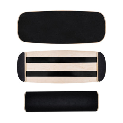 Hlpmedical wooden balance board with non-slip roller for core stability training, suitable for yoga, snowboarding, and fitness exercises.