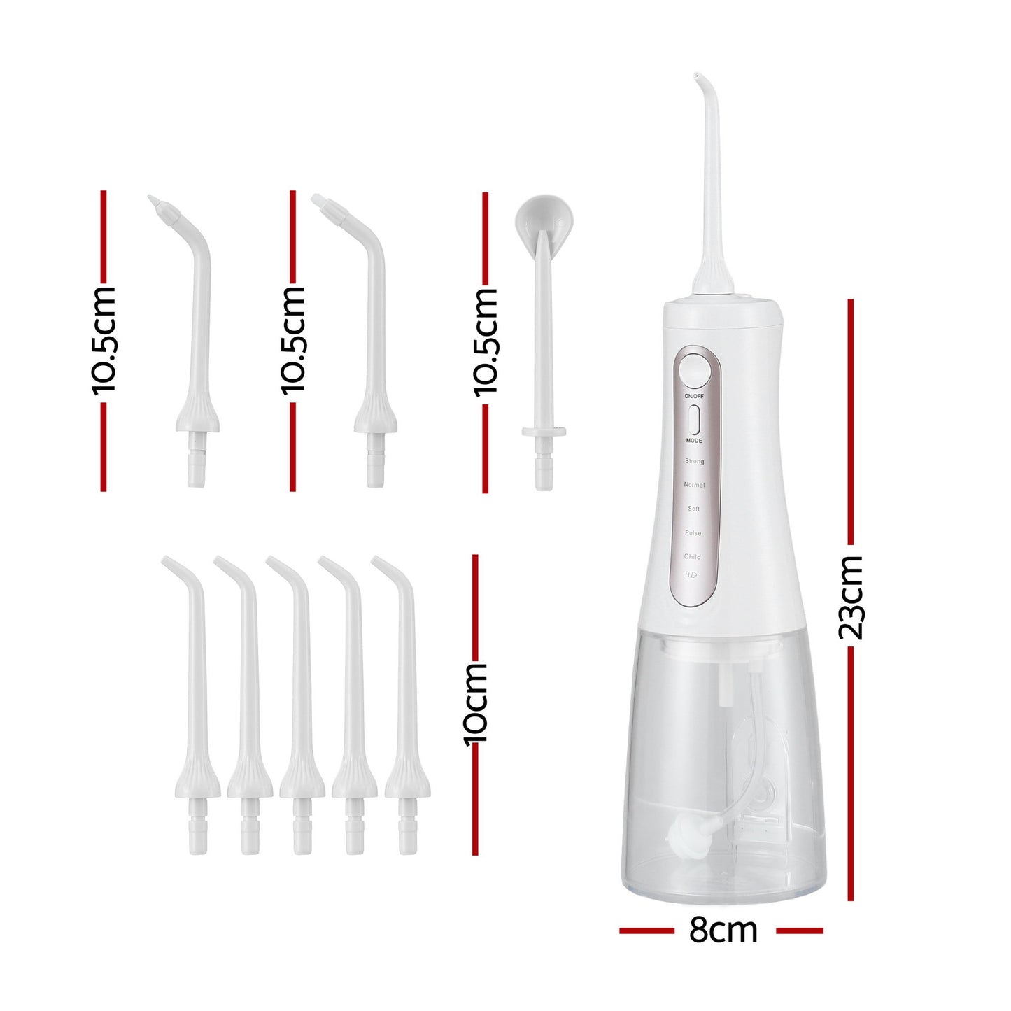 Devanti cordless water flosser in white with adjustable water pressure for oral hygiene and dental care.
