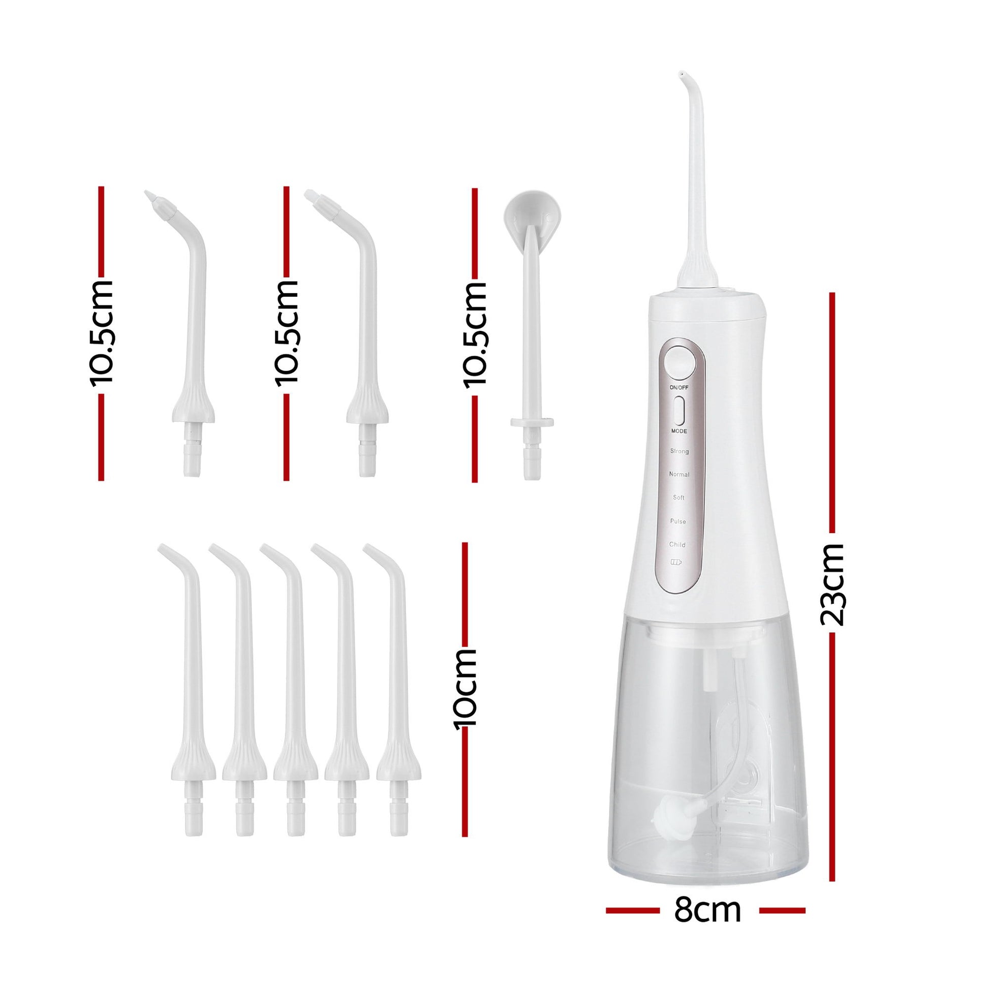 Devanti cordless water flosser in white with adjustable water pressure for oral hygiene and dental care.