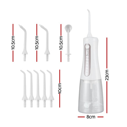 Devanti cordless water flosser in white with adjustable water pressure for oral hygiene and dental care.