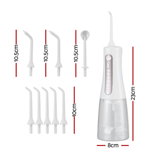 Devanti cordless water flosser in white with adjustable water pressure for oral hygiene and dental care.