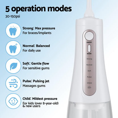 Devanti cordless water flosser in white with ergonomic design, ideal for oral hygiene and dental care at home.