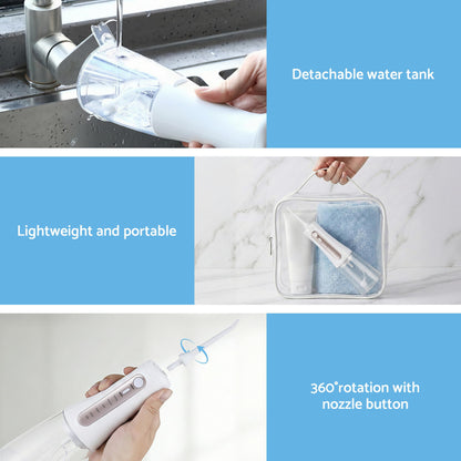 Devanti cordless water flosser in white, personal oral irrigator with compact design for dental hygiene and improved gum health