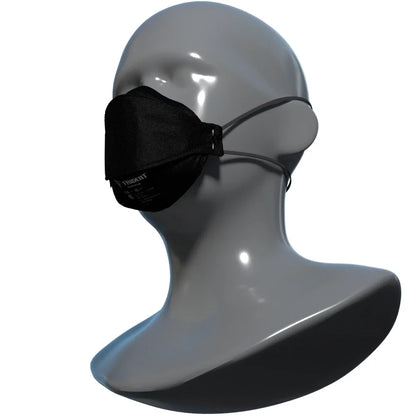 Hlpmedical Trident Project 3 FFP3 black face mask respirator worn on a person's face, designed for respiratory protection.