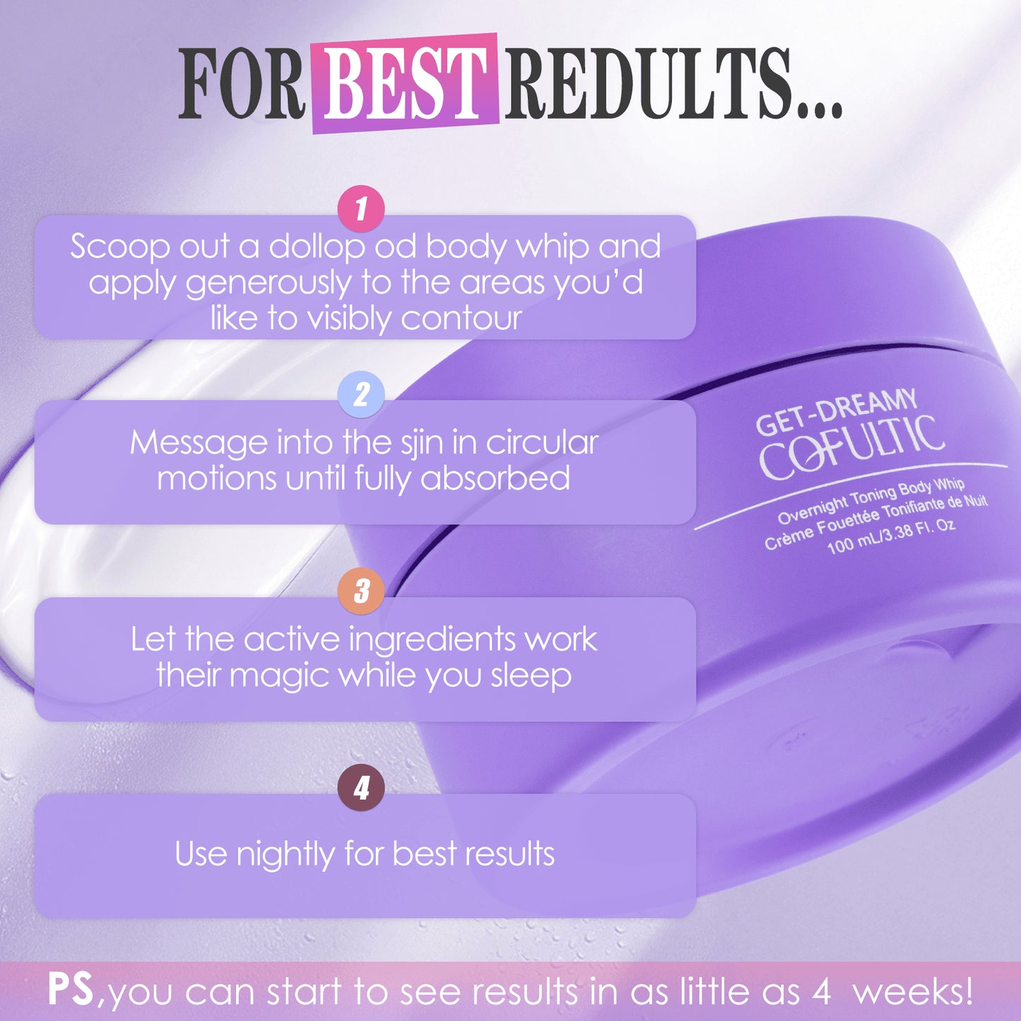 HLP Medical Supplies Cofultic Night Sleep Tightening Cream with flat wrinkles, 100ml jar, smooth skin beauty treatment