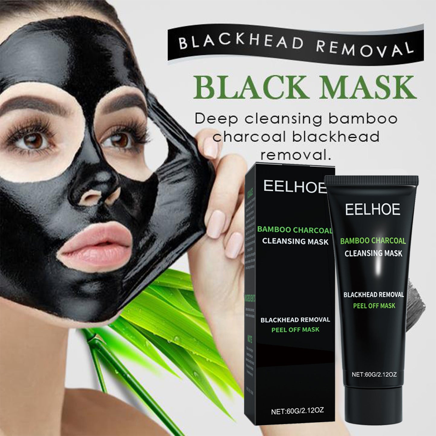 EELHOE Bamboo Charcoal Blackhead Removal Peel-Off Mask for deep pore cleansing and T-zone oil control, by HLP Medical Supplies