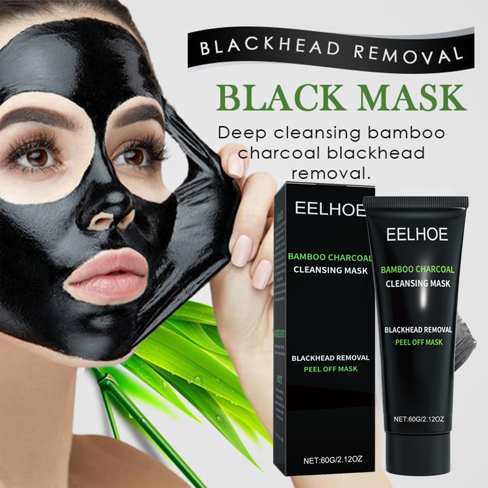 EELHOE Bamboo Charcoal Blackhead Removal Peel-Off Mask for deep pore cleansing and T-zone oil control, by HLP Medical Supplies