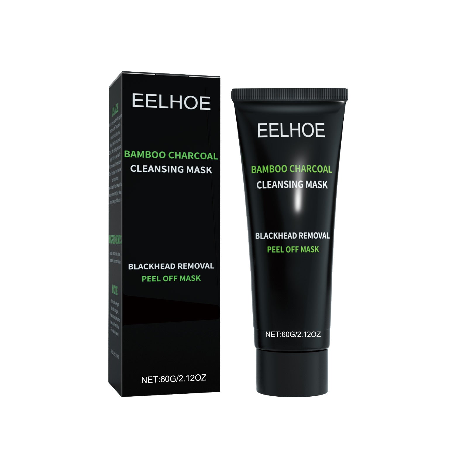 EELHOE Bamboo Charcoal Blackhead Removal Peel-Off Mask for deep pore cleansing and T-zone oil control, in a beauty product image.