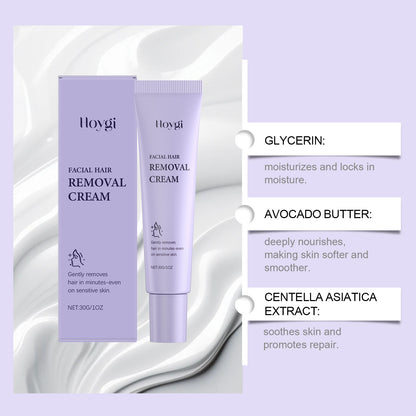 Women’s HLP Medical Supplies facial hair removal cream and smooth skin shave oil, featuring soft serve shave oil and after-shave moisturizer.