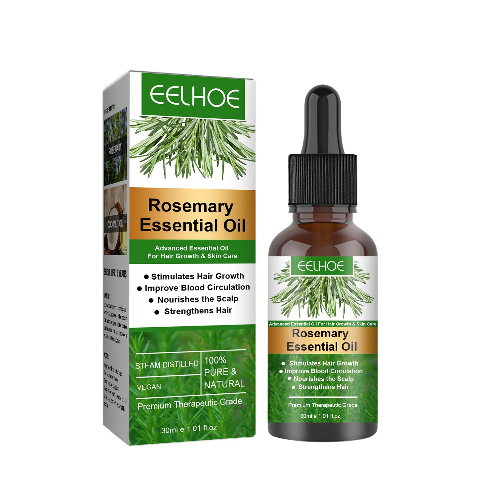 Rosemary anti-breakage nourishing hair care oil in a 30ml bottle from HLP Medical Supplies, designed to strengthen and hydrate hair.