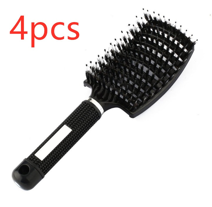 Black HLP Medical Supplies anti-knot hairbrush for women with bristles, nylon scalp massage, and detangling features.