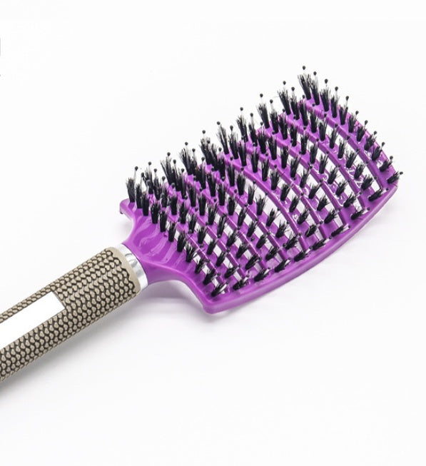 Black HLP Medical Supplies anti-knot hairbrush for women, detangler with bristles and scalp massage features, ideal for smooth styling.