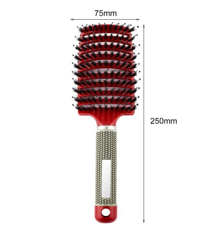 Black HLP Medical Supplies detangler hairbrush with nylon bristles, scalp massage features, ideal for women’s hair styling and detangling.