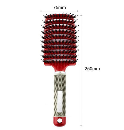 Black HLP Medical Supplies detangler hairbrush with nylon bristles, scalp massage features, ideal for women’s hair styling and detangling.