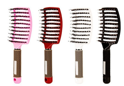 Black HLP Medical Supplies anti-knot detangler hairbrush with nylon bristles, scalp massage features, for women’s hair grooming.