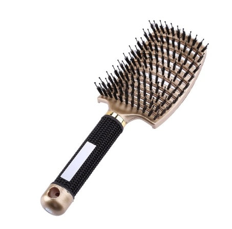 HLP Medical Supplies anti-knot hairbrush for women with nylon bristles, scalp massage, detangler, and teasing features.