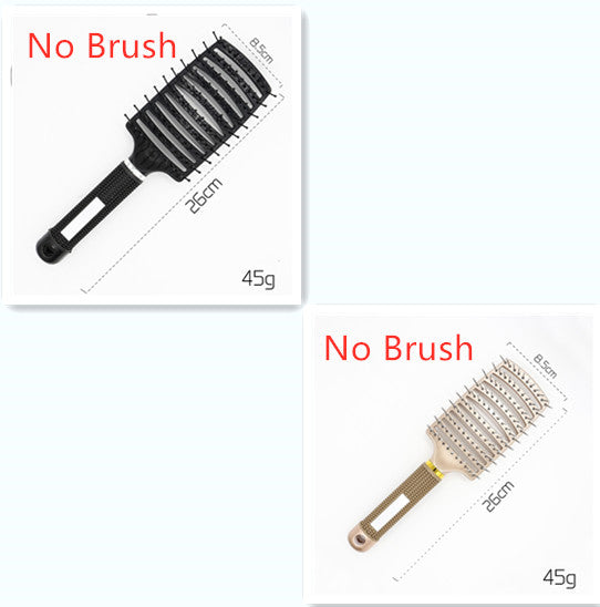 Black HLP Medical Supplies anti-knot hairbrush with nylon bristles, scalp massage design, detangler and teasing comb for women.