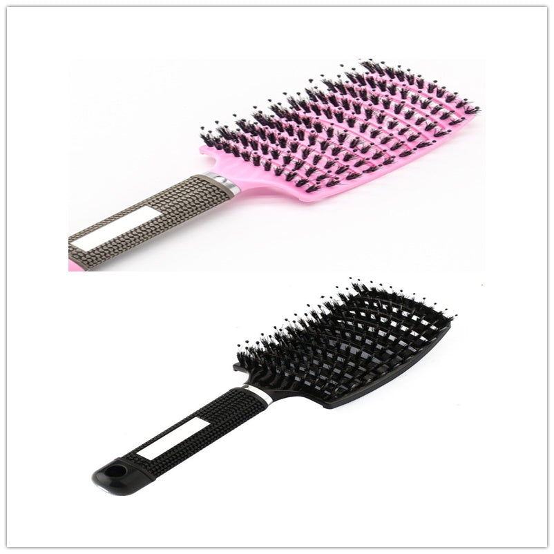 Black HLP Medical Supplies anti-knot hairbrush with nylon bristles, scalp massage tips, and detangling design for women’s hair care.
