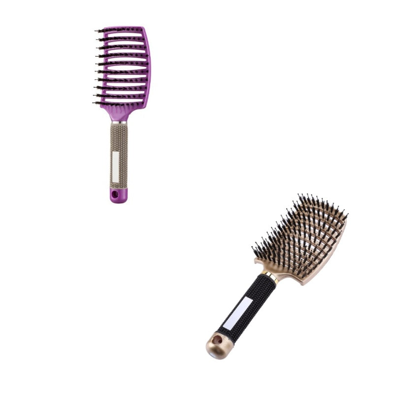 Black HLP Medical Supplies anti-knot hairbrush with nylon bristles for detangling, scalp massage, and gentle styling for women.