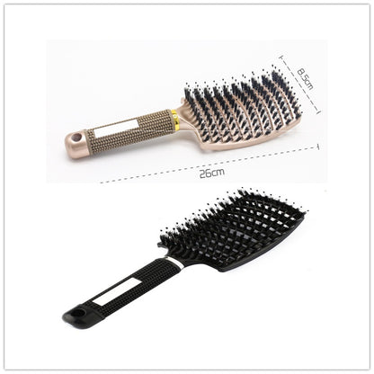 Black HLP Medical Supplies detangler hairbrush with nylon bristles, scalp massage features, suitable for women and teasing hair.