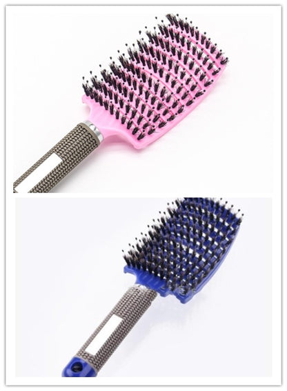 Black HLP Medical Supplies anti-knot hairbrush with nylon bristles, designed for detangling, scalp massage, and hair teasing.