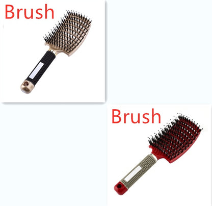 Black HLP Medical Supplies anti-knot hairbrush for women, nylon bristles, detangler, scalp massage, and teasing hairbrush combo.