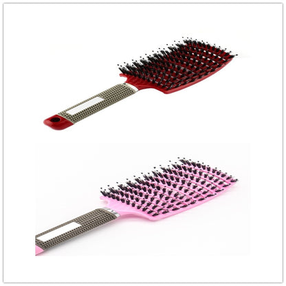 Black HLP Medical Supplies anti-knot hairbrush with nylon bristles, scalp massage feature, suitable for women and detangling hair.